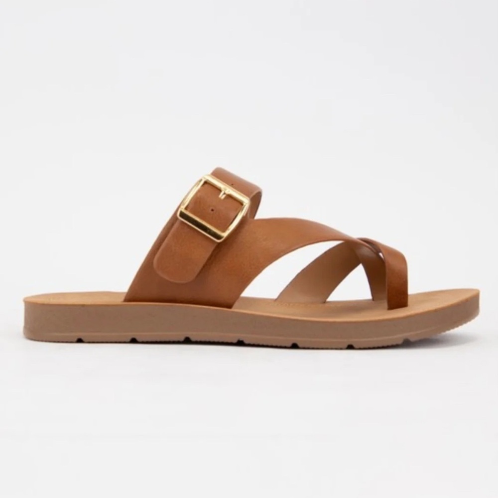 Soda Brown Sandals with Gold Buckle - Storm Sandal